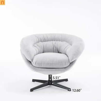 Accent Chair Swivel Chenille Gray 360 Degree Metal Base 33in