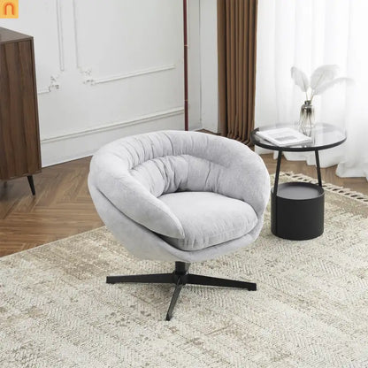 Accent Chair Swivel Chenille Gray 360 Degree Metal Base 33in
