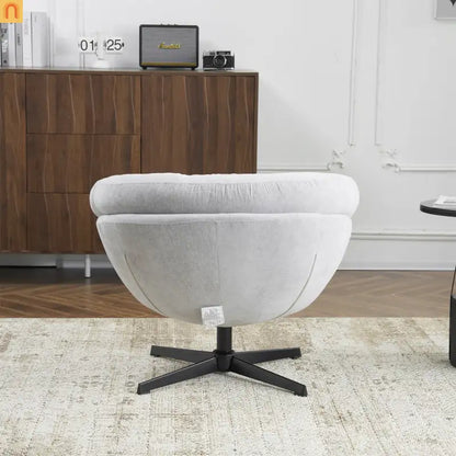 Accent Chair Swivel Chenille Gray 360 Degree Metal Base 33in