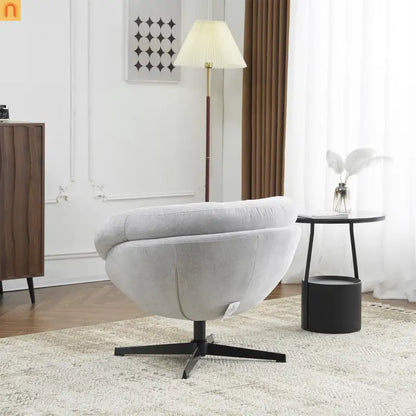 Accent Chair Swivel Chenille Gray 360 Degree Metal Base 33in
