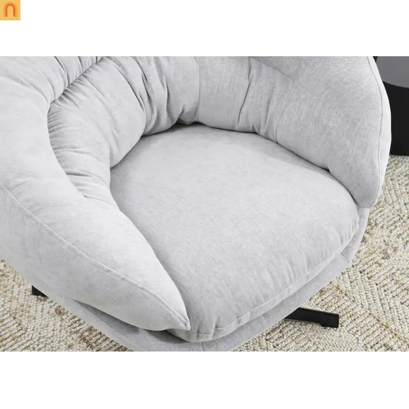 Accent Chair Swivel Chenille Gray 360 Degree Metal Base 33in
