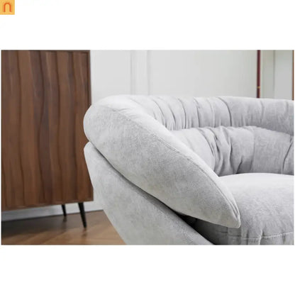 Accent Chair Swivel Chenille Gray 360 Degree Metal Base 33in