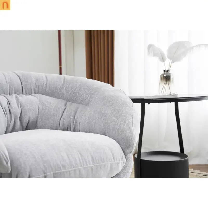 Accent Chair Swivel Chenille Gray 360 Degree Metal Base 33in