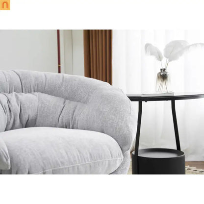 Accent Chair Swivel Chenille Gray 360 Degree Metal Base 33in