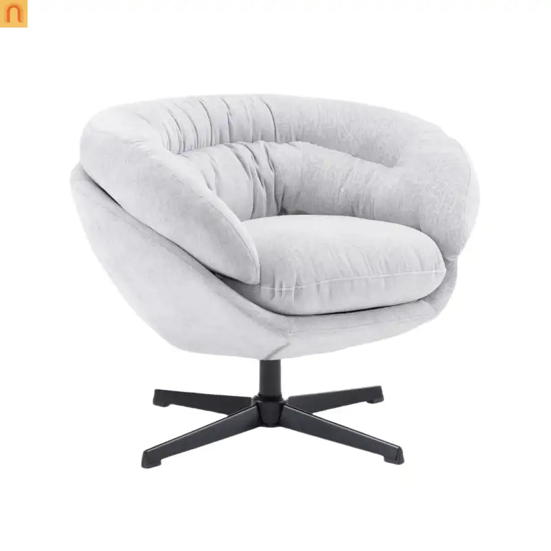 Accent Chair Swivel Chenille Gray 360 Degree Metal Base 33in
