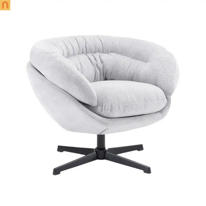 Accent Chair Swivel Chenille Gray 360 Degree Metal Base 33in