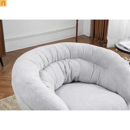 Accent Chair Swivel Chenille Gray 360 Degree Metal Base 33in
