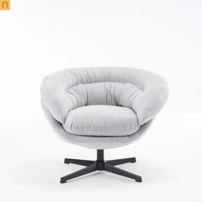 Accent Chair Swivel Chenille Gray 360 Degree Metal Base 33in