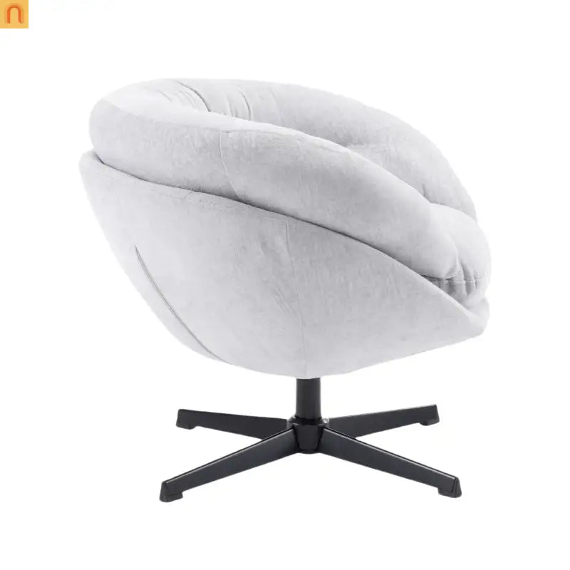 Accent Chair Swivel Chenille Gray 360 Degree Metal Base 33in
