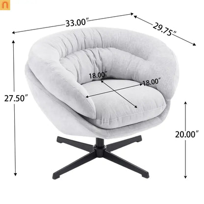Accent Chair Swivel Chenille Gray 360 Degree Metal Base 33in