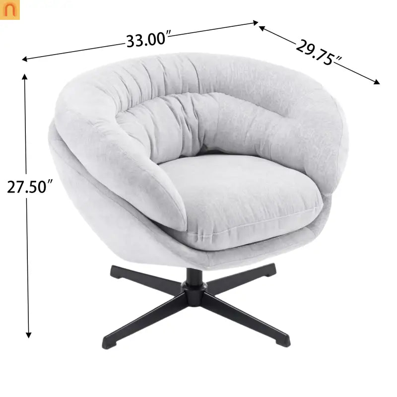 Accent Chair Swivel Chenille Gray 360 Degree Metal Base 33in