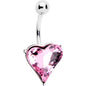 Pink Gem Huge Heart Belly Ring
