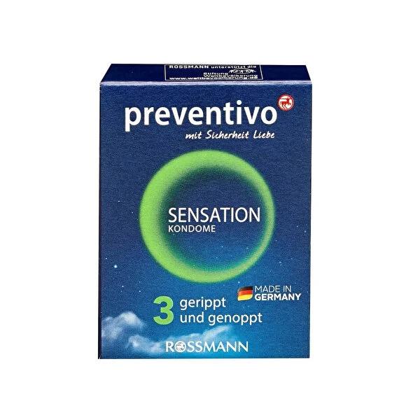 Preventivo Condoms - Travel Size 3-Pack with Variety of Sensations for Intimacy and Contraception