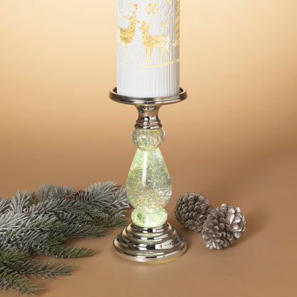 Lighted Spinning Waterglobe Candle Pedestal