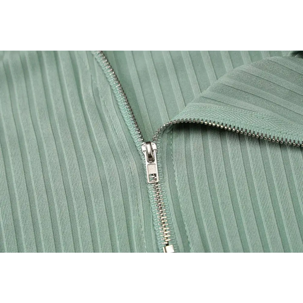 Olive Green Stripe Knitted Women Sleeveless Dress