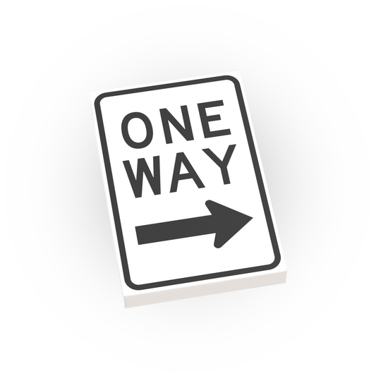 One Way - Right Only Street Sign - Custom Printed 2x3 Tile - Made Using LEGO® Parts