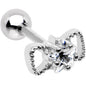16G 1/4 Clear Star CZ Gem Bow Tie Cartilage Tragus Earring