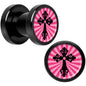 Pink Black Radiant Cross Black Anodized Screw Fit Plug Set 2G