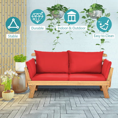 Adjustable Patio Convertible Sofa with Thick Cushion