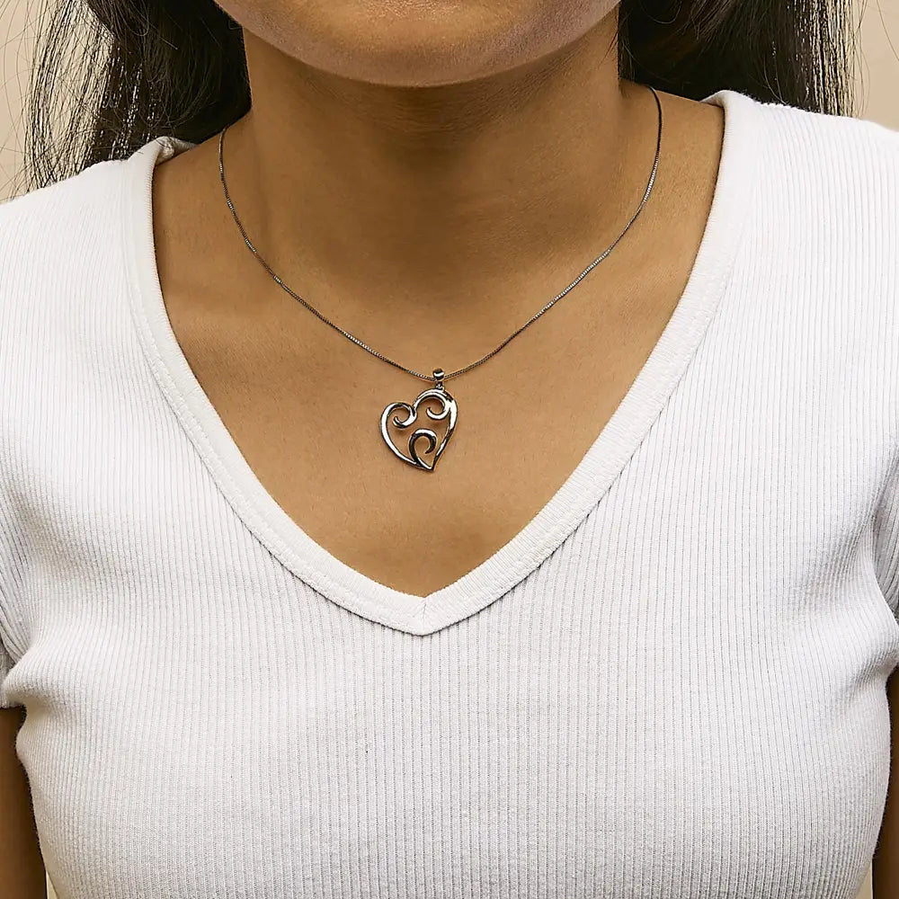 Open Heart Swirl Pendant Necklace in 10K Gold Over Sterling Silver 18
