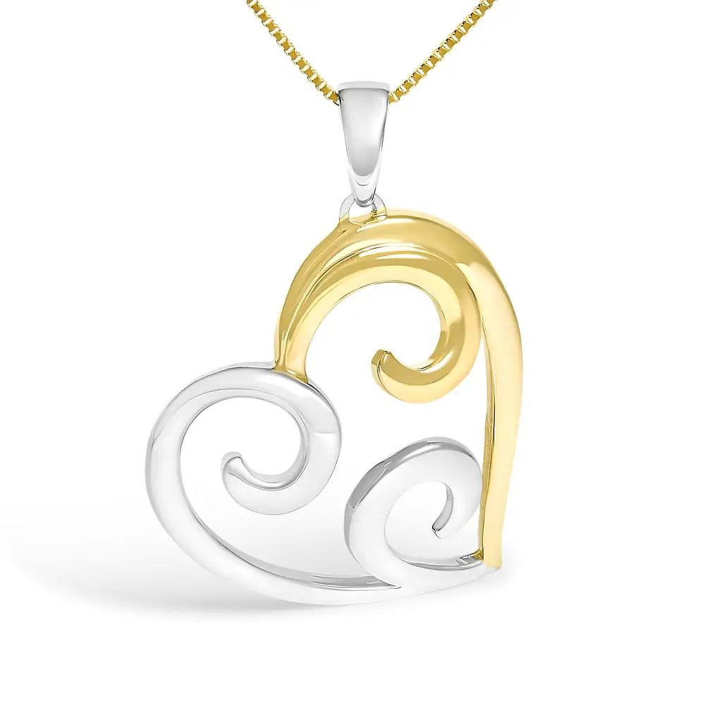 Open Heart Swirl Pendant Necklace in 10K Gold Over Sterling Silver 18
