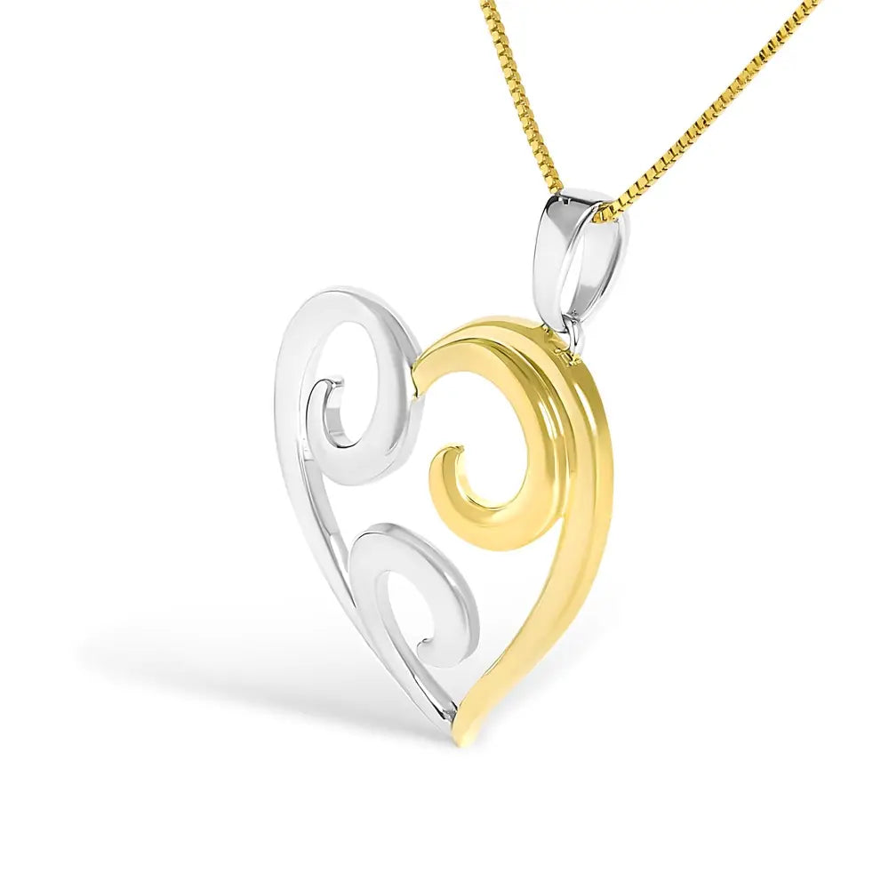 Open Heart Swirl Pendant Necklace in 10K Gold Over Sterling Silver 18