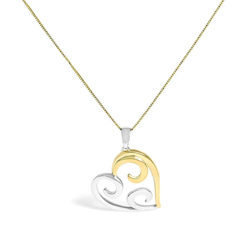 Open Heart Swirl Pendant Necklace in 10K Gold Over Sterling Silver 18