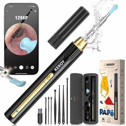 P8 Ear Cleaner Camera 1296P HD WiFi Otoscope Light Gold New
