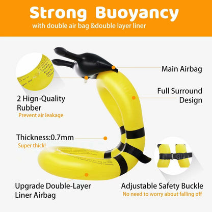 Jioqoti Kids Swim Vest Adjustable Buckle Yellow 30-50 lbs Size L