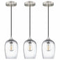 3 Pack Globe Pendant Light 5.1" Clear Seeded Glass Brushed Nickel Modern
