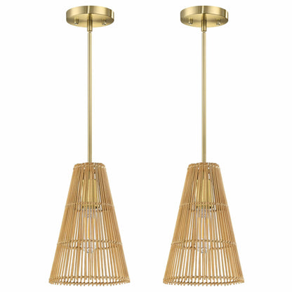 Dolaimi 2 Pack Adjustable Industrial Pendant Light 6.9" Rattan Bronze
