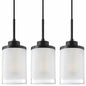 Doraimy 3-Pack 3.9" Grey Glass Pendant Lights Black Finish Modern Farmhouse
