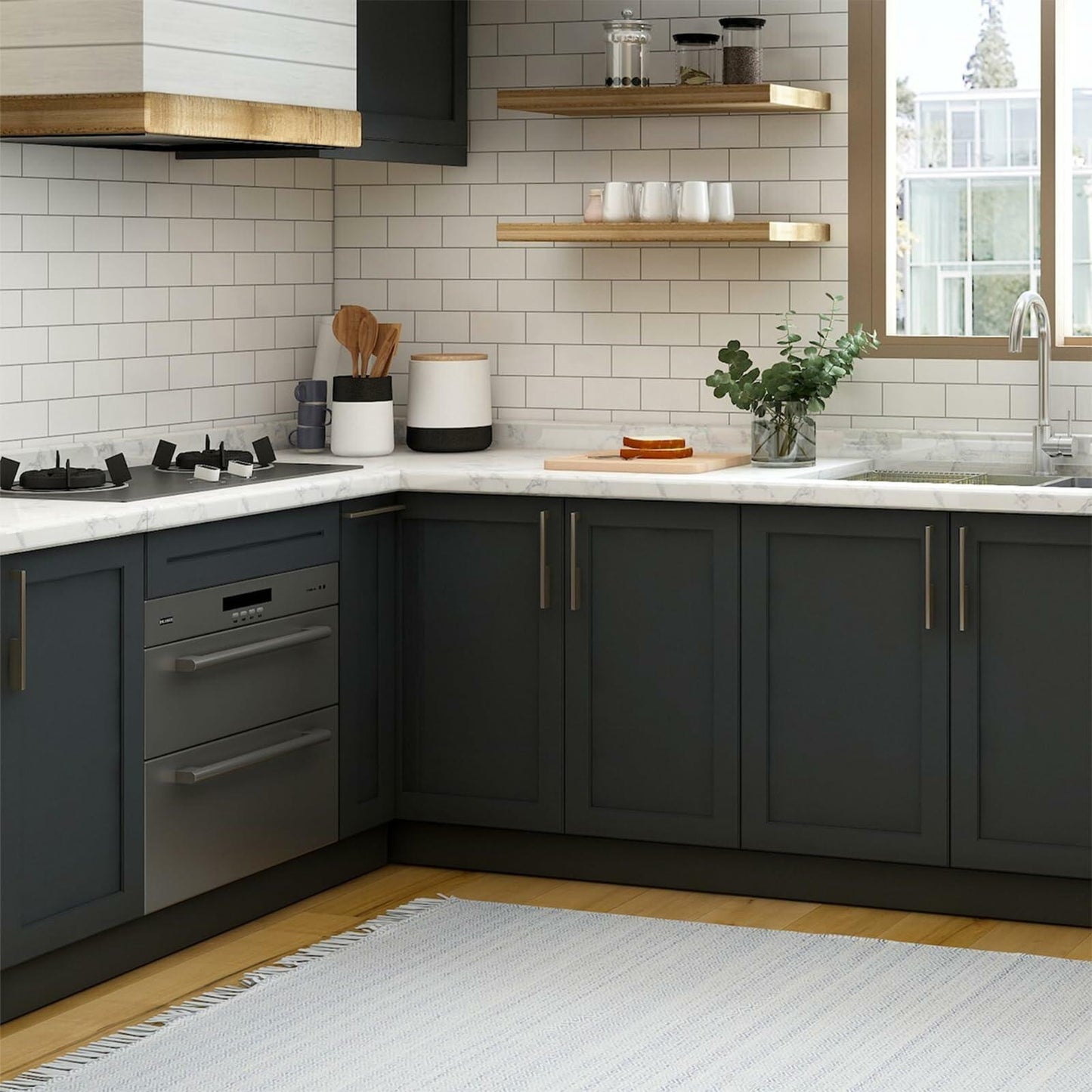 LONGYONG Black Peel and Stick Wallpaper 17.7x197in Waterproof Removable