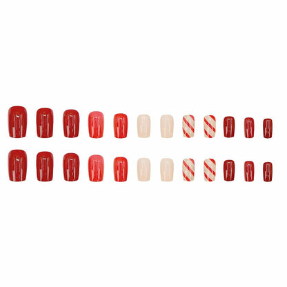 RIICFDD 24 Pcs White Snowflake Acrylic Press On Nails Full Cover Short Coffin
