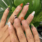 24 Pcs Halloween Acrylic Press On Nails Medium Almond Ghost Pumpkin Bat Design