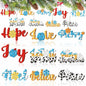 Gerrii 18pcs Christmas Ornaments Wooden Words Colorful Bulk New Crafts