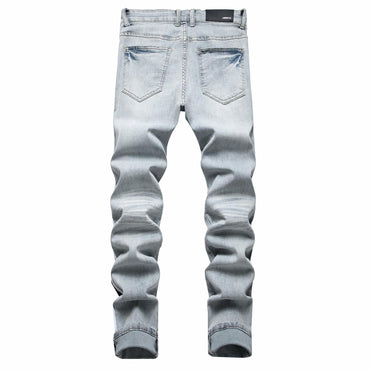 ABSECAI Men's Skinny Ripped Slim Fit Stretch Jeans Blue Size 34