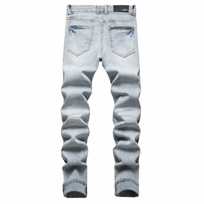 ABSECAI Men's Skinny Ripped Slim Fit Stretch Jeans Blue Size 34