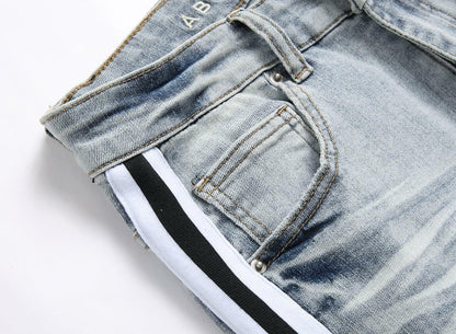 ABSECAI Men's Skinny Ripped Slim Fit Stretch Jeans Blue Size 34