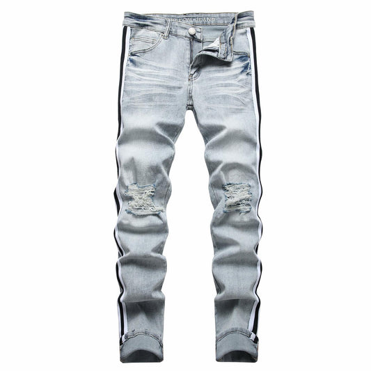 ABSECAI Men's Skinny Ripped Slim Fit Stretch Jeans Blue Size 34