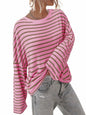BZB Womens Beige Striped Long Sleeve Shirt Oversized Tunic Top M