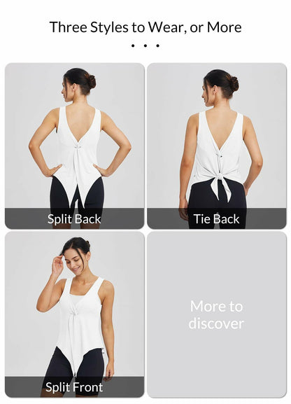 baleaf Women's White Sleeveless Workout Yoga Tank Top Loose Fit Size L