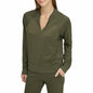 Andrew Marc Sport Women's V-Neck Long Sleeve Jersey Pullover Green Size S
