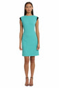 Donna Morgan Women's Teal Green Extended Shoulder Cap Sleeve Sheath Dress Size 4