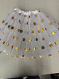 Polka Dot Tutu Skirt Ballet Dress White Size L