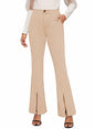 EVALESS Womens Flared Dress Pants Beige XL Slim High Waisted Pockets