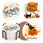 Bribay Halloween Pumpkin Cat Coasters Set of 6 Ceramic Stone Mat Cork Base
