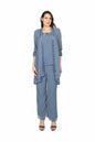 Le Bos Women's Elegant 3-Piece Satin-Trimmed Pant Set, Size 8, Ocean Blue