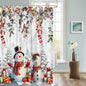Christmas Snowman Shower Curtain 72x72in Waterproof Fabric Farmhouse 12 Hooks