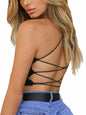 Black Backless Crop Top Stylish Comfortable Sexy Women Size XS
